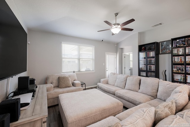 11510 Bakersfield Pass, San Antonio, TX 78245 - living area with ceiling fan and vaulted ceiling