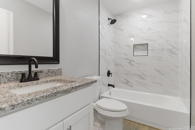 519 W Mitchell, San Antonio, TX 78204 - bathroom featuring vanity, toilet, shower / tub combination, and wood finished floors