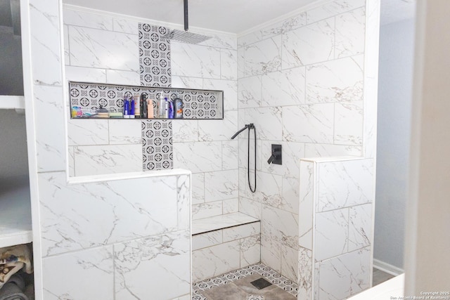5311 Moreville Farm, San Antonio, TX 78228 - bathroom with a walk in shower and crown molding