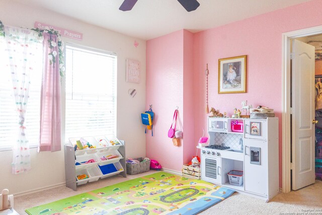 5311 Moreville Farm, San Antonio, TX 78228 - playroom featuring carpet floors, a ceiling fan, and baseboards