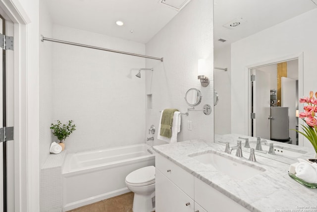 1115 S Alamo St Unit 2211, San Antonio, TX 78210 - bathroom featuring  shower combination, vanity, toilet, and tile patterned floors