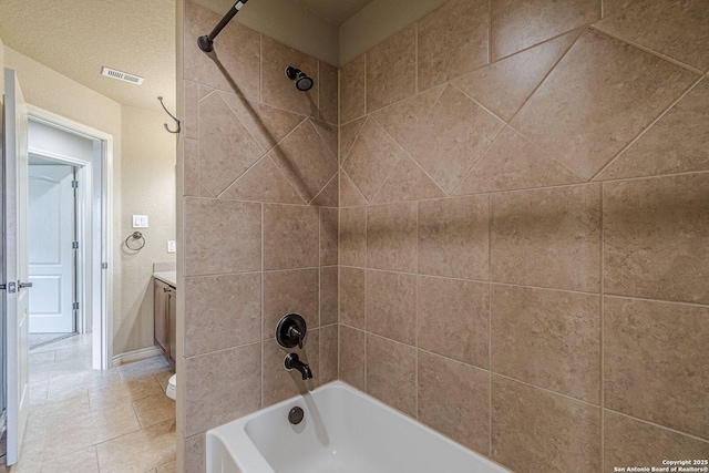 15522 Echo, Selma, TX 78154 - bathroom with vanity,  shower combination, baseboards, tile patterned flooring, and toilet