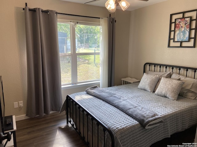 326 Riverview, Mcqueeney, TX 78123 - bedroom featuring dark wood-style floors and baseboards