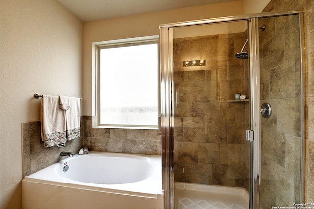 14402 Palomino Pl, San Antonio, TX 78254 - bathroom with a garden tub and a stall shower