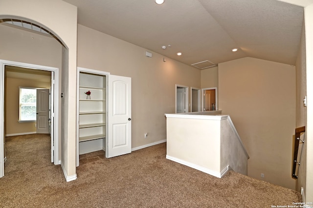 14402 Palomino Pl, San Antonio, TX 78254 - carpeted spare room featuring vaulted ceiling, recessed lighting, and baseboards