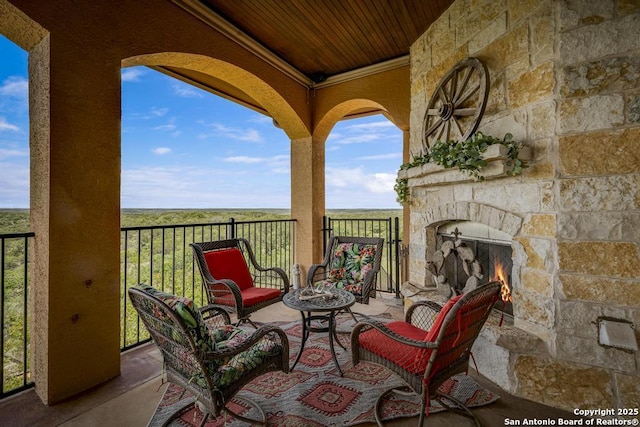 286 Settlers, Comfort, TX 78013 - view of patio with an outdoor stone fireplace