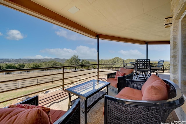 24005 Pedernales Canyon Trl, Spicewood, TX 78669 - balcony with an outdoor living space