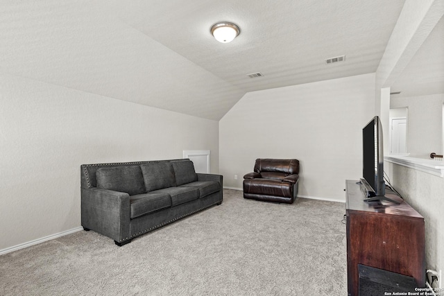 2126 Elysian, San Antonio, TX 78253 - carpeted living area with lofted ceiling and baseboards
