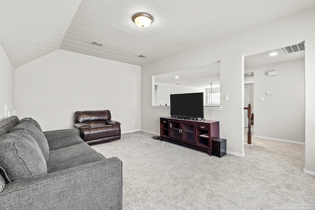 2126 Elysian, San Antonio, TX 78253 - living room with carpet, baseboards, and lofted ceiling