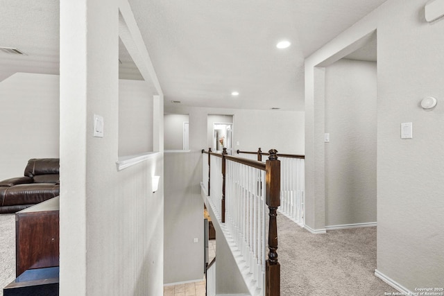 2126 Elysian, San Antonio, TX 78253 - hallway featuring an upstairs landing, carpet, recessed lighting, and baseboards