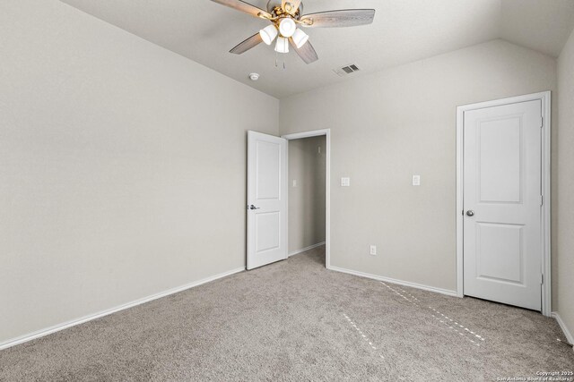 2126 Elysian, San Antonio, TX 78253 - unfurnished bedroom with carpet floors, lofted ceiling, baseboards, and a ceiling fan