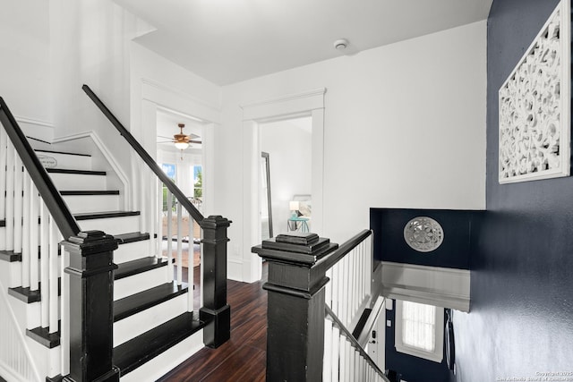 508 Main, Marble Falls, TX 78654 - staircase with wood finished floors and a ceiling fan