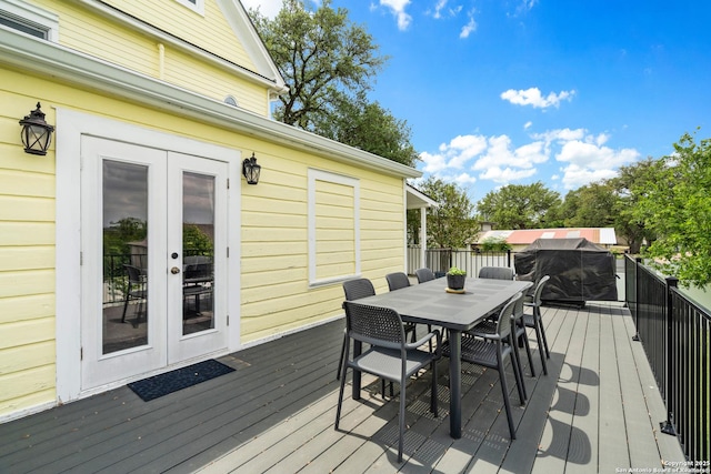 508 Main, Marble Falls, TX 78654 - deck featuring french doors and outdoor dining area