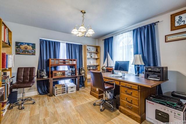 1027 Hedgestone, San Antonio, TX 78258 - home office featuring a chandelier and wood finished floors