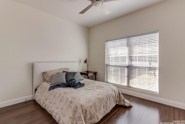 224 Frey, Boerne, TX 78006 - bedroom with wood finished floors, baseboards, and a ceiling fan