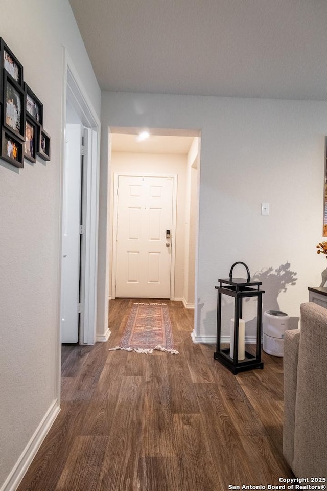 14718 Fronted Goose, San Antonio, TX 78253 - hallway featuring dark wood finished floors and baseboards