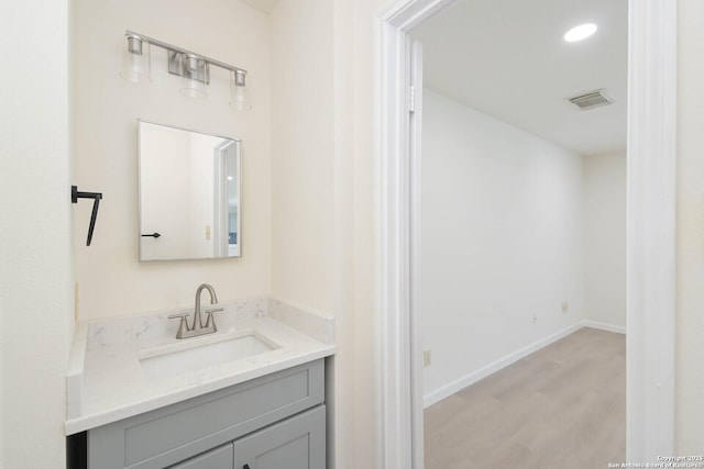 5118 Kayla Brk, San Antonio, TX 78251 - bathroom with vanity, baseboards, and recessed lighting