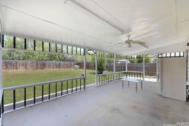 5118 Kayla Brk, San Antonio, TX 78251 - unfurnished sunroom featuring a ceiling fan and plenty of natural light
