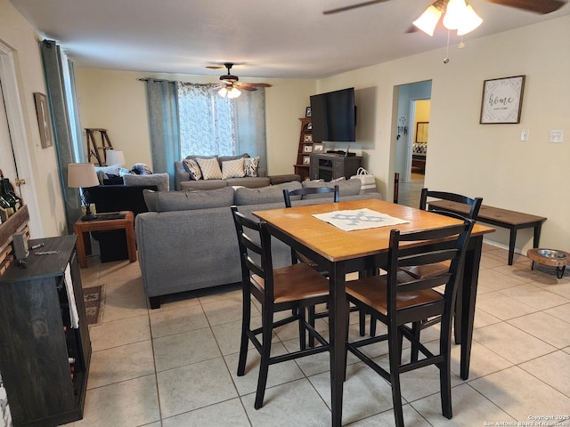 610 N 9th, Carrizo Springs, TX 78834 - dining area with a ceiling fan and light tile patterned floors