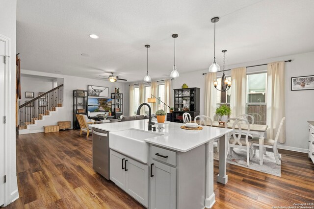 1527 Balcones Fault, New Braunfels, TX 78132 - kitchen with a sink, dishwasher, healthy amount of natural light, and ceiling fan