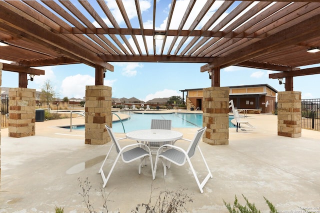 10809 Davis Farms, San Antonio, TX 78254 - view of patio with a pergola, a community pool, central AC, and fence