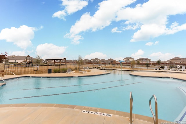 10809 Davis Farms, San Antonio, TX 78254 - community pool with fence, a residential view, and a patio