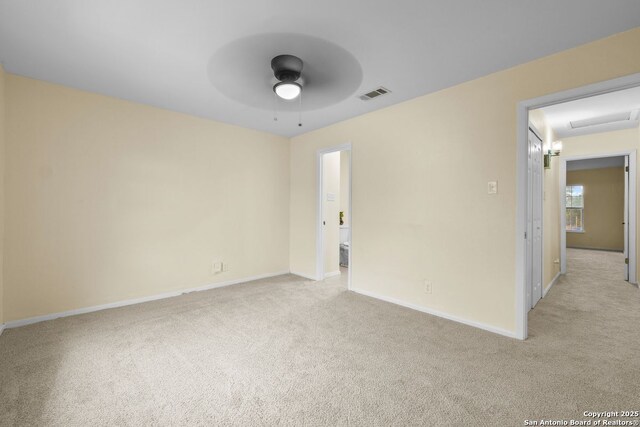 6123 Farragut, San Antonio, TX 78238 - spare room featuring light carpet, baseboards, and ceiling fan