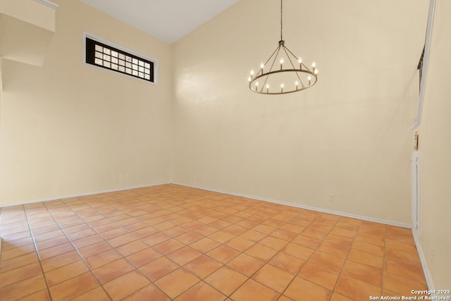 6123 Farragut, San Antonio, TX 78238 - unfurnished room with a chandelier, light tile patterned floors, and baseboards