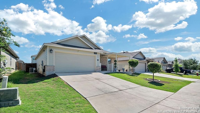 10535 Penelope, Converse, TX 78109 - single story home featuring concrete driveway, a garage, central AC, and brick siding