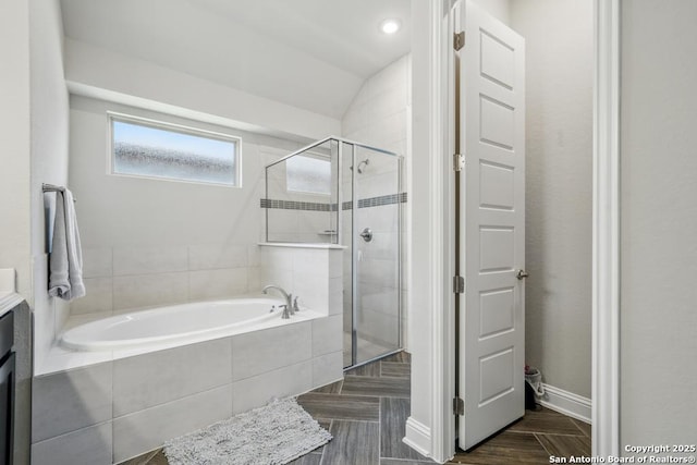 355 Jereth, Castroville, TX 78009 - bathroom with a shower stall, a garden tub, and vanity
