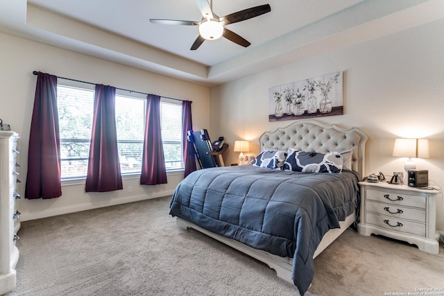 29121 Ismorada, San Antonio, TX 78260 - carpeted bedroom featuring a raised ceiling, a ceiling fan, and baseboards