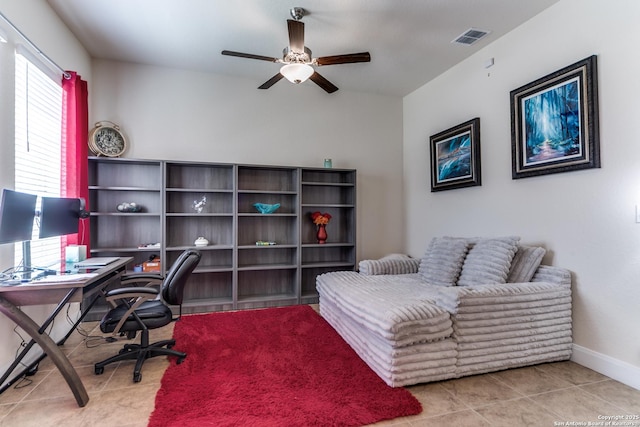 29121 Ismorada, San Antonio, TX 78260 - tiled office space with healthy amount of natural light, ceiling fan, and baseboards