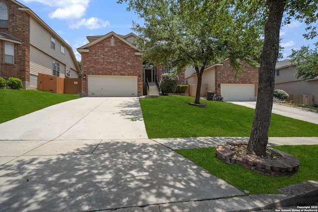 17026 Darien Wing, San Antonio, TX 78247 - view of front facade with brick siding, driveway, a front lawn, and an attached garage