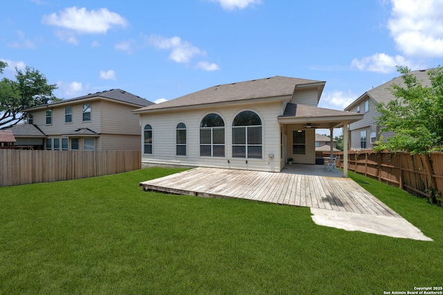 17026 Darien Wing, San Antonio, TX 78247 - back of property with a ceiling fan and a deck