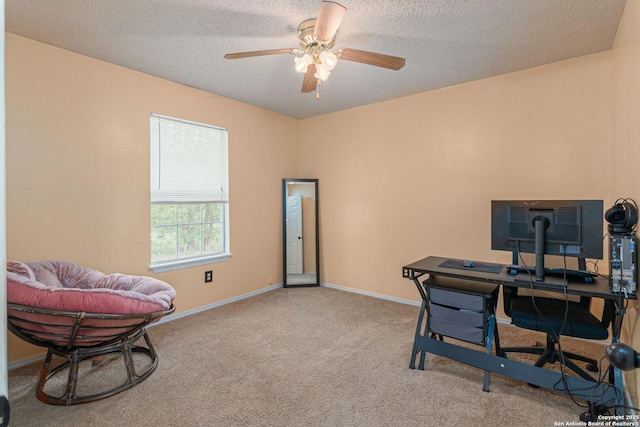 926 Zwicke, Seguin, TX 78155 - carpeted office featuring a ceiling fan, baseboards, and a textured ceiling