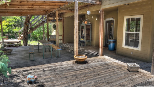 211 Roy Chisum Rd, Leakey, TX 78873 - wooden terrace featuring stairs