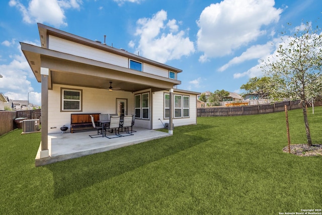 12531 Yancey, San Antonio, TX 78253 - back of property with a ceiling fan, a patio area, and central AC