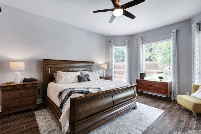 27210 Camellia, Boerne, TX 78015 - bedroom featuring wood finish floors, baseboards, and a ceiling fan