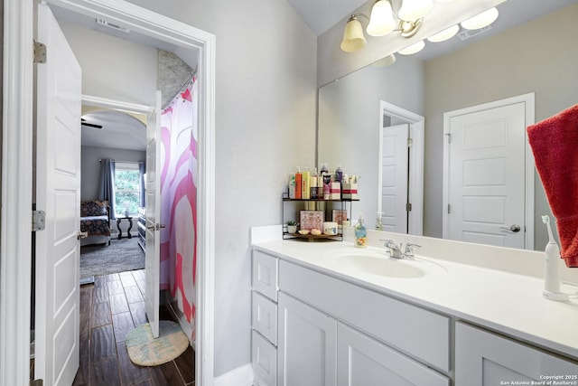 27210 Camellia, Boerne, TX 78015 - full bath featuring vanity, wood tiled floors, and baseboards