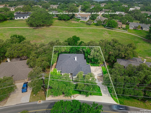aerial view of residential area featuring property parcel outlined