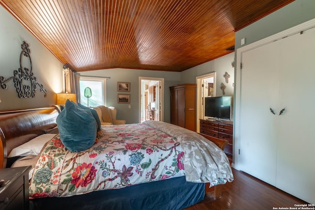 529 N High, Uvalde, TX 78801 - bedroom with wood finished floors, wood ceiling, and crown molding
