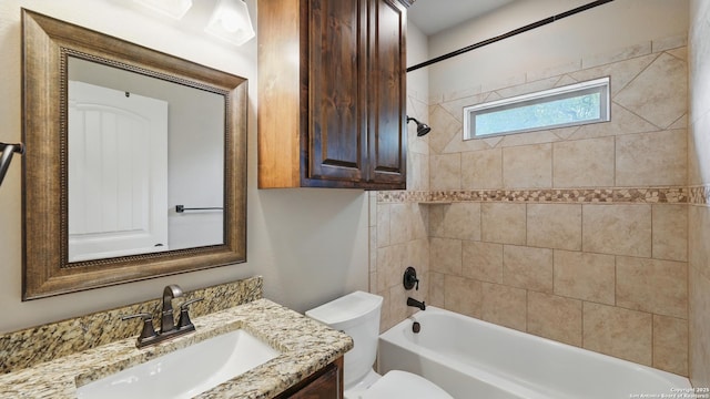 7881 Wegner, New Braunfels, TX 78132 - bathroom featuring toilet, vanity, and tub / shower combination