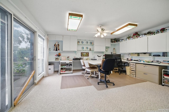 4006 Glenrock, San Antonio, TX 78240 - office space with light colored carpet, a ceiling fan, and built in desk