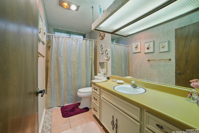 4006 Glenrock, San Antonio, TX 78240 - full bath with tile patterned flooring, vanity, toilet, and a shower with curtain