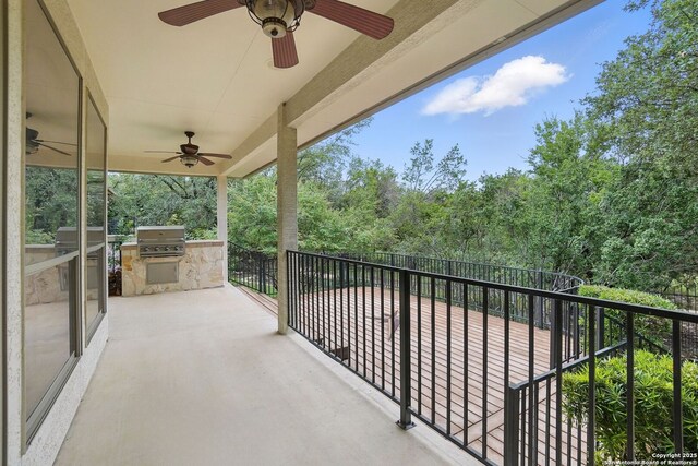 143 Roseheart, San Antonio, TX 78259 - balcony with a ceiling fan and area for grilling