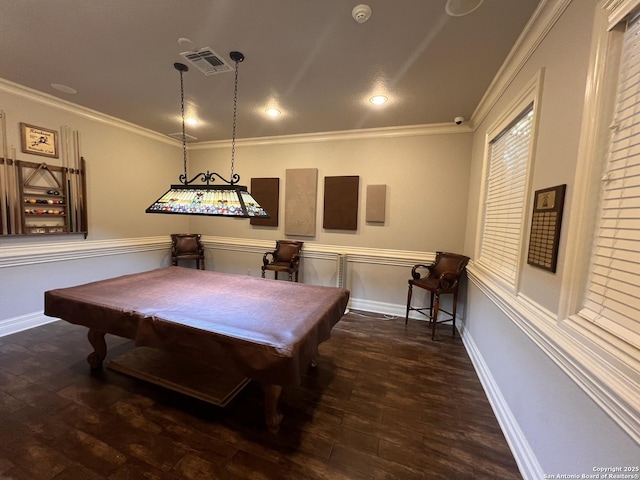 143 Roseheart, San Antonio, TX 78259 - game room featuring billiards, wood finished floors, crown molding, and recessed lighting