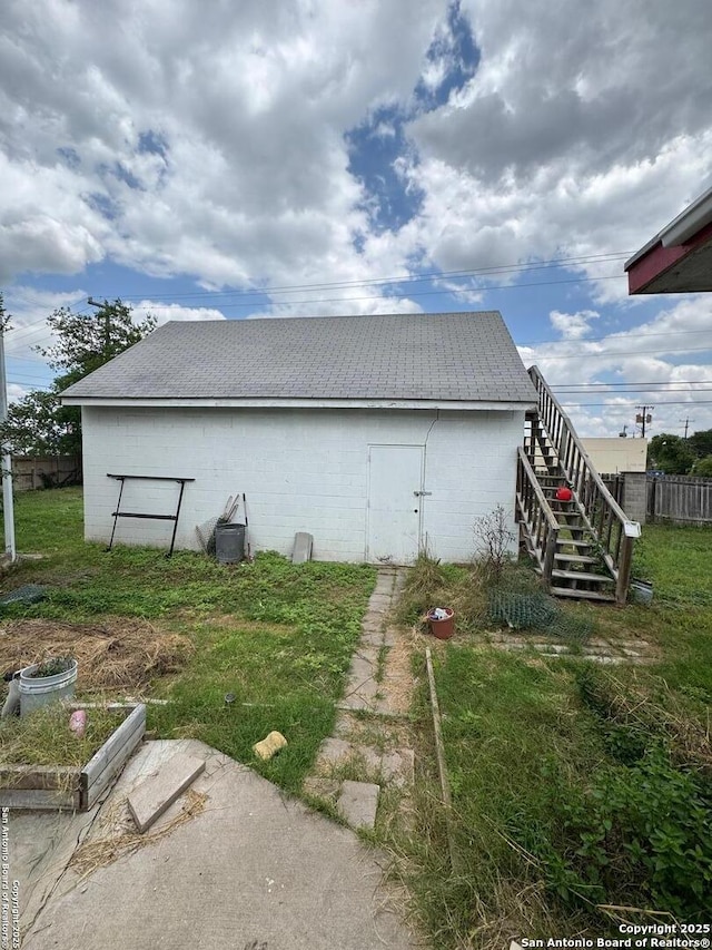 1702 Westmar, San Antonio, TX 78227 - view of outdoor structure with fence and stairs