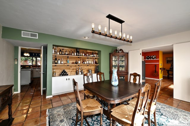 1211 Mount Riga, San Antonio, TX 78213 - tiled dining room featuring a chandelier