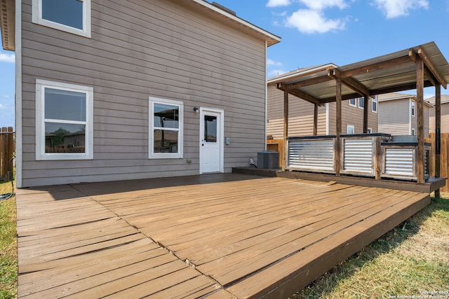6516 Sabinal, San Antonio, TX 78252 - wooden terrace featuring central AC unit