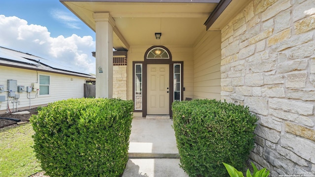 760 Guna, New Braunfels, TX 78130 - view of exterior entry featuring stone siding